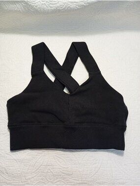 Alo Yoga Activewear Crisscross Back Black Sports Bra Medium Stretch